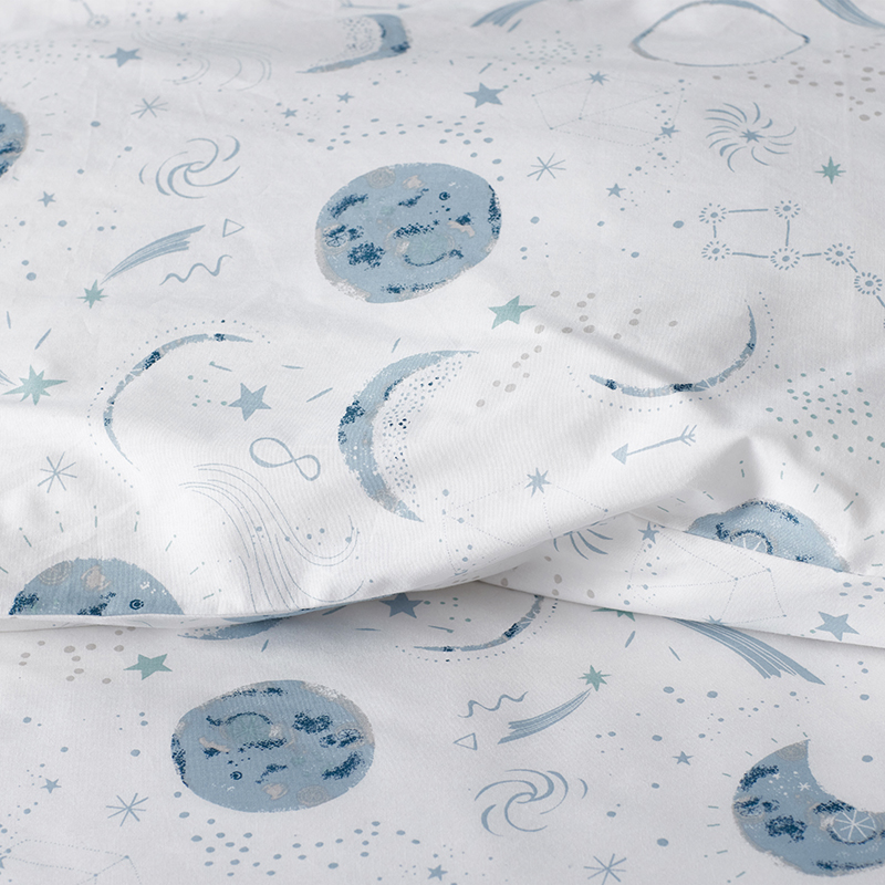 Night Sky Classic Cool Organic Cotton Percale Sheet Set(Night Sky White)|5979