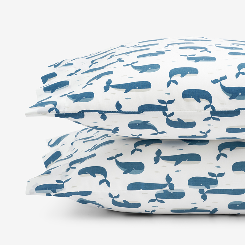 Whale School Classic Cool Organic Cotton Percale Pillowcases