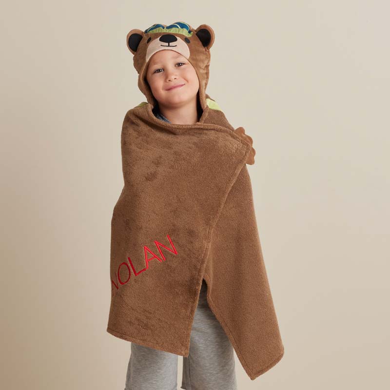 Kids Cotton Terry Hooded Towel - Bear Camp | The Company Store