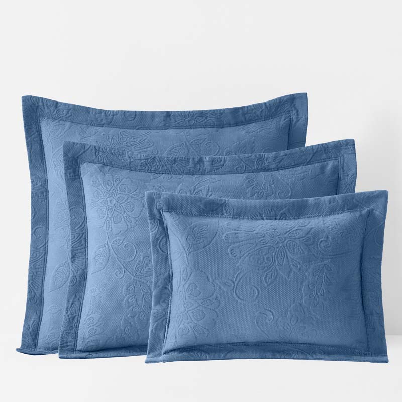 The Company Store Putnam Cotton Matelassé Sham In Blue