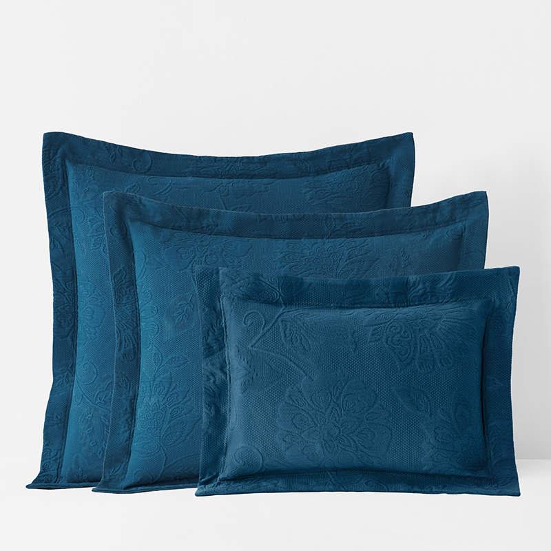 The Company Store Putnam Cotton Matelassé Sham In Midnight Blue