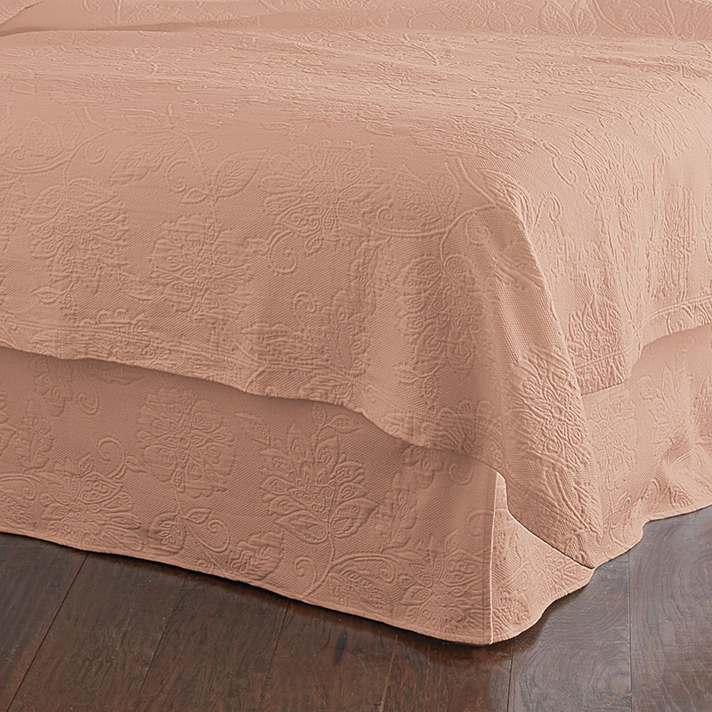 The Company Store Putnam Cotton Matelassé 14 In. Drop Bed Skirt In Coral