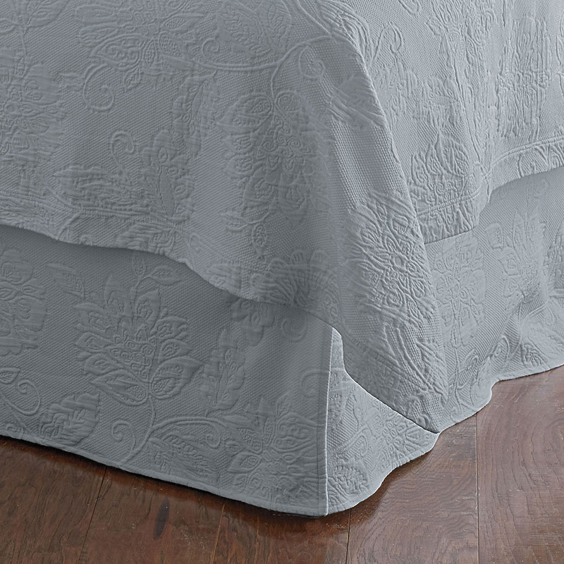 The Company Store Putnam Cotton Matelassé 14 In. Drop Bed Skirt In Sterling Gray