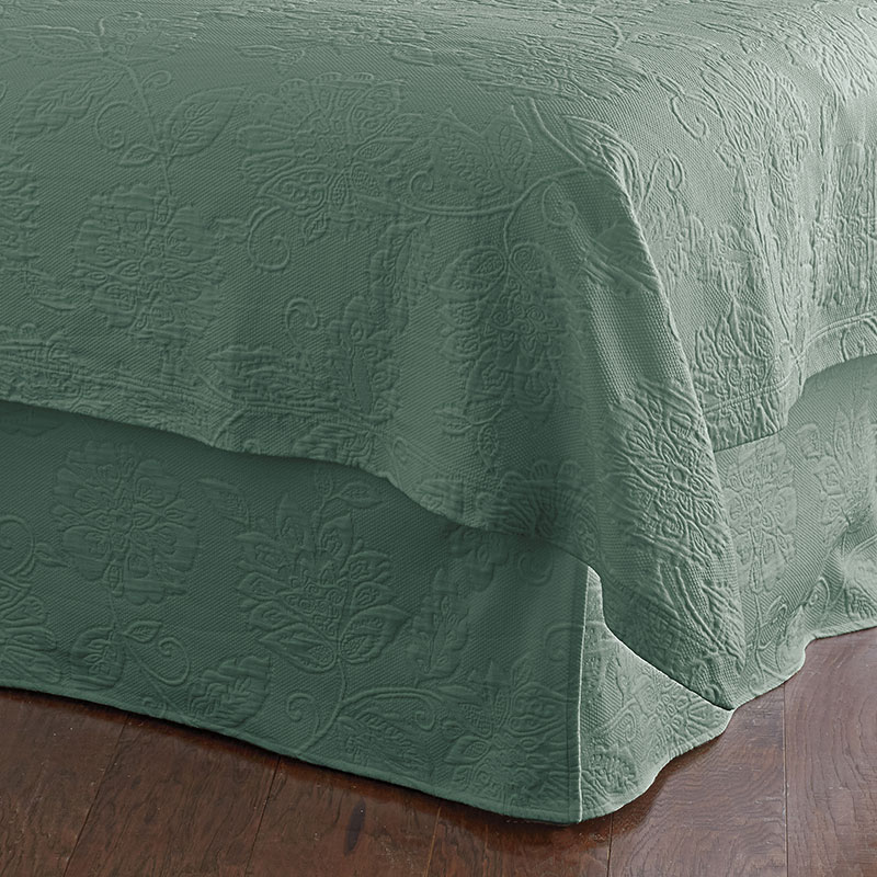 The Company Store Putnam Cotton Matelassé 14 In. Drop Bed Skirt In Green