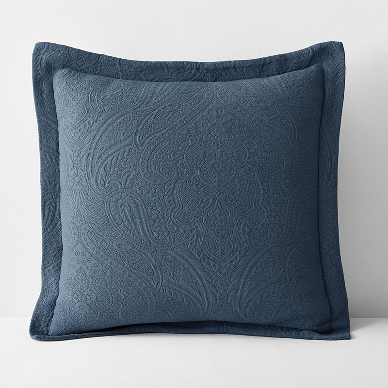 The Company Store Hillcrest Cotton Matelassé Sham In Steel Blue