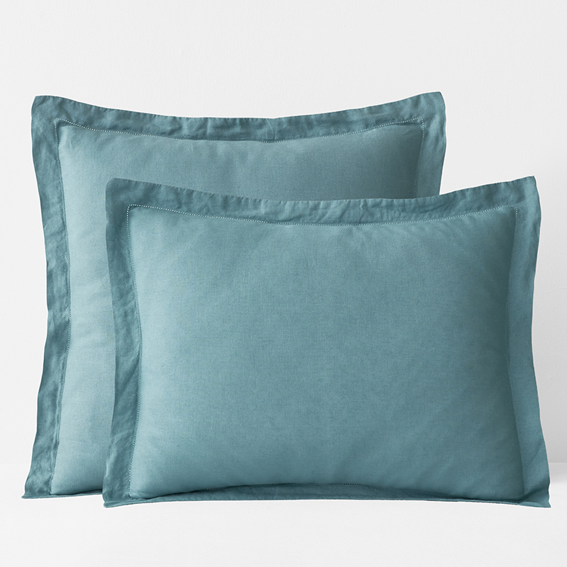 The Company Store Premium Breathable Relaxed Linen Sham In Teal/turquoise Blue
