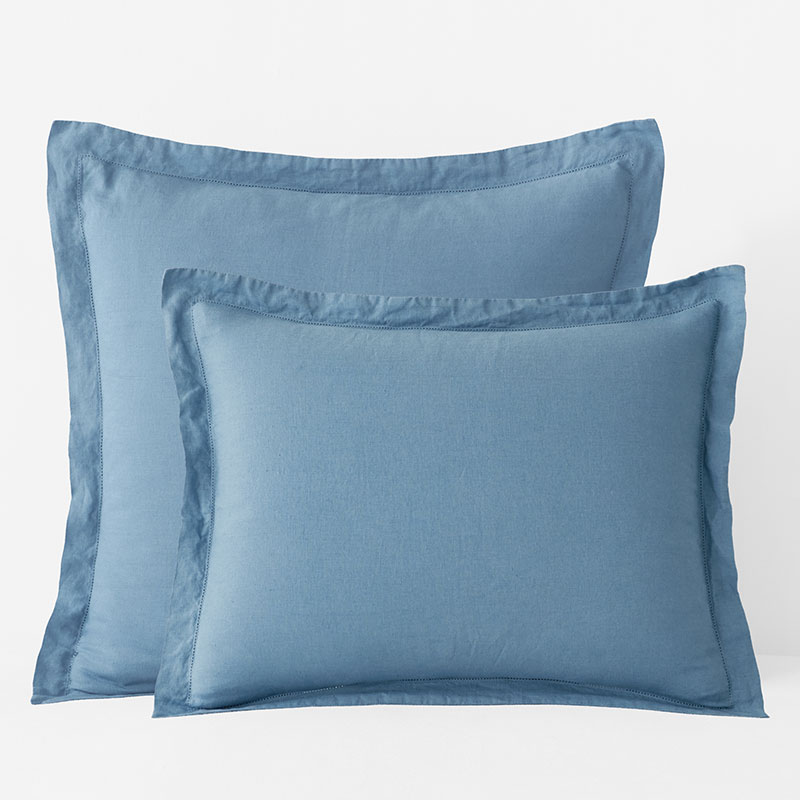 The Company Store Premium Breathable Relaxed Linen Sham In Shadow Blue