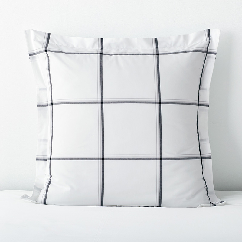 The Company Store Window Pane Plaid Classic Cool Cotton Percale Sham In Black