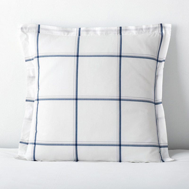 The Company Store Window Pane Plaid Classic Cool Cotton Percale Sham In Blue