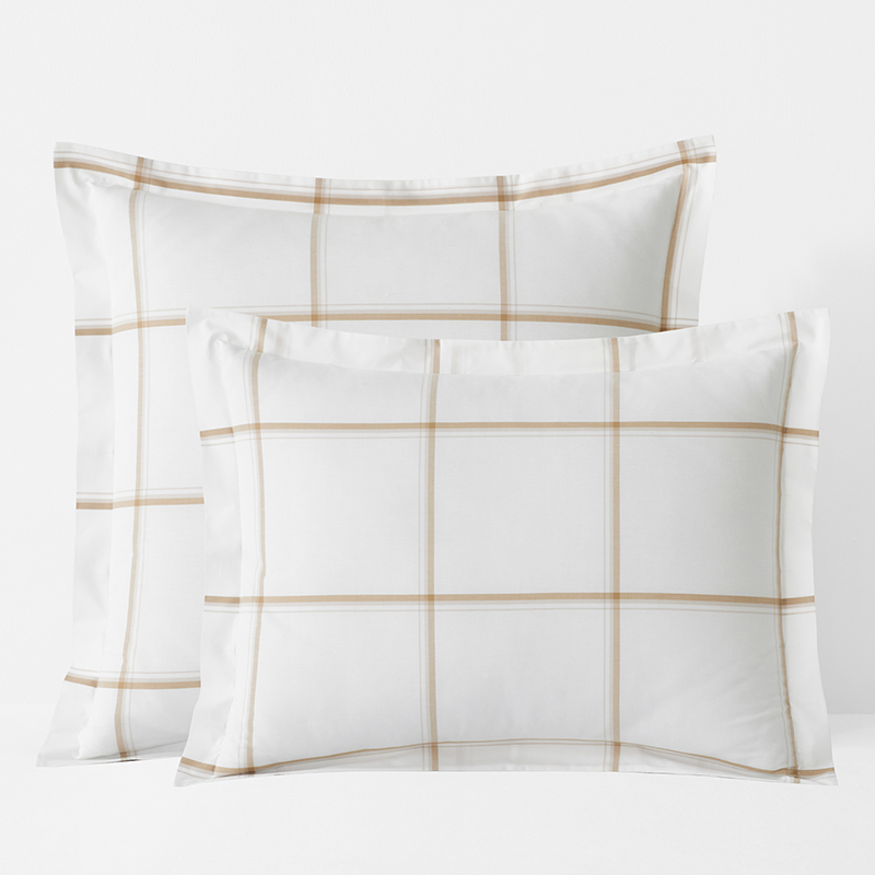 The Company Store Window Pane Plaid Classic Cool Cotton Percale Sham In White