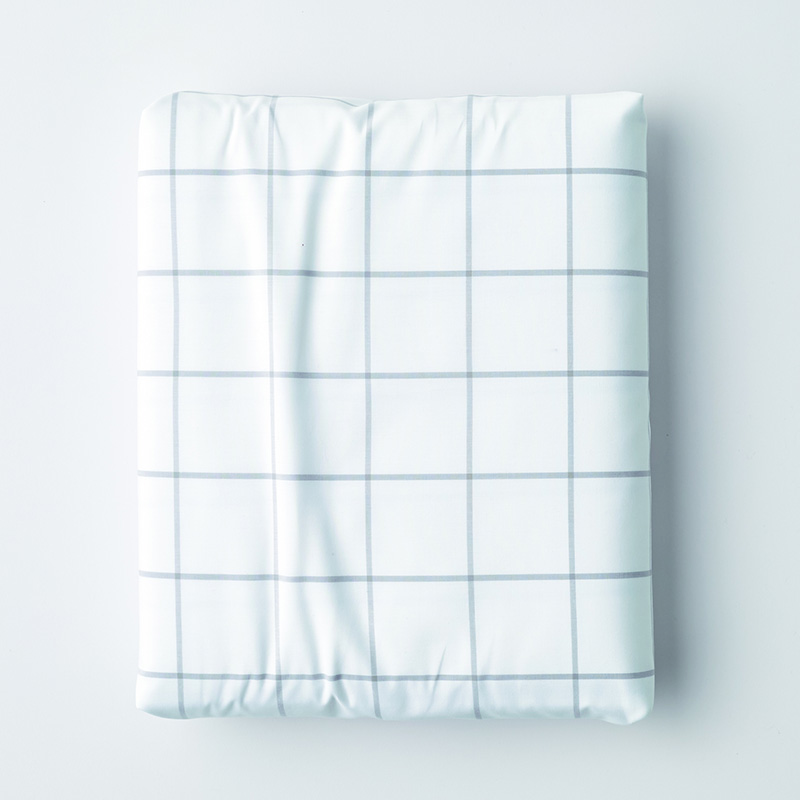 The Company Store Block Plaid Classic Cool Cotton Percale Fitted Bed Sheet In Gray