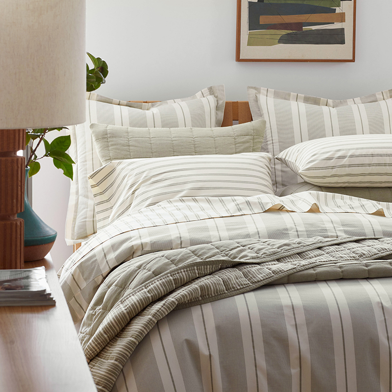 Tailored Stripes and Plaids Classic Cool Cotton Percale Flat Bed Sheet|63882