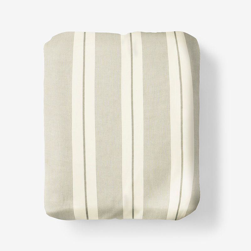 THE COMPANY STORE WIDE STRIPE CLASSIC COOL COTTON PERCALE FITTED BED SHEET