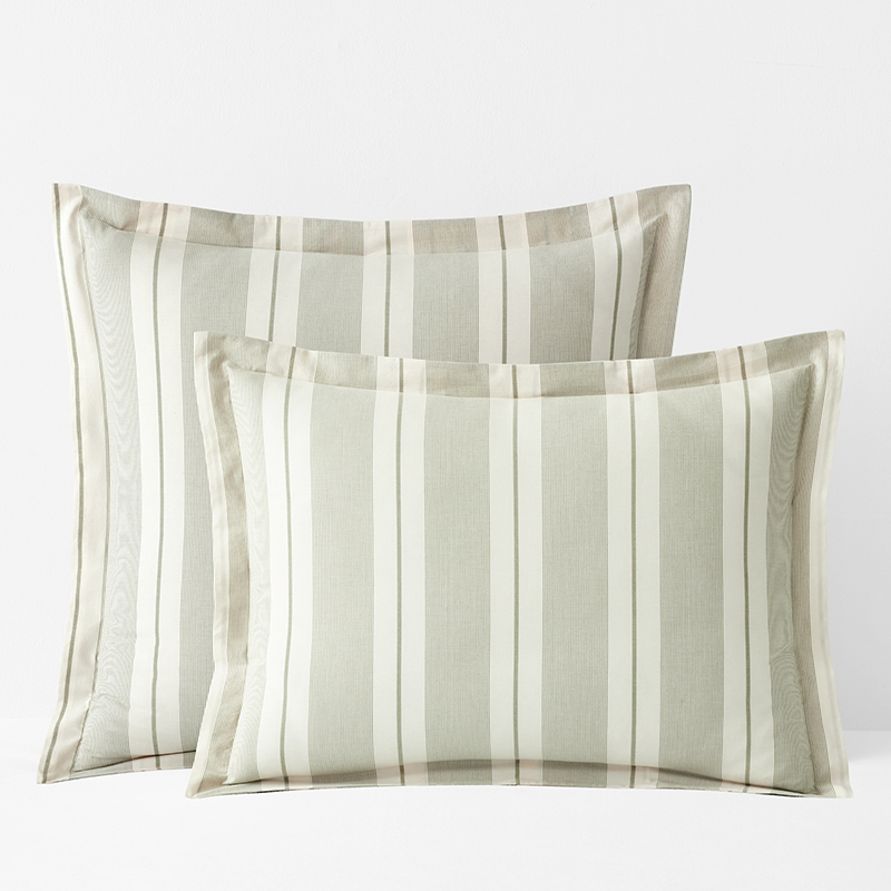 The Company Store Wide Stripe Classic Cool Cotton Percale Sham In Green/white