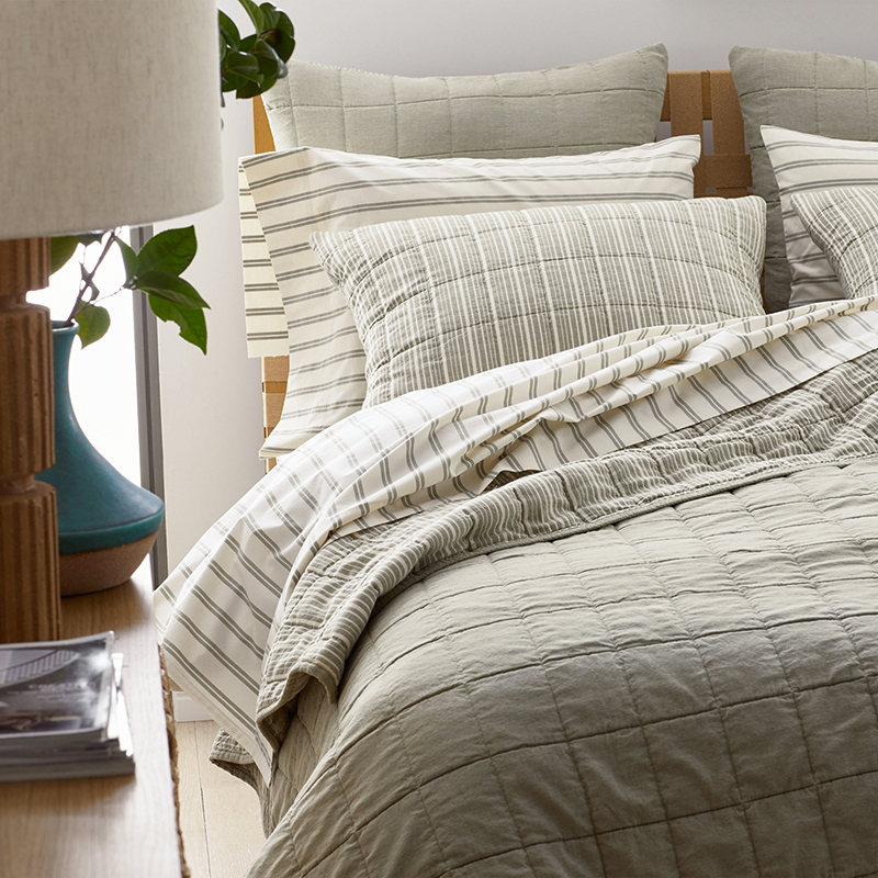 Tailored Stripes and Plaids Classic Cool Cotton Percale Fitted Bed Sheet|59667