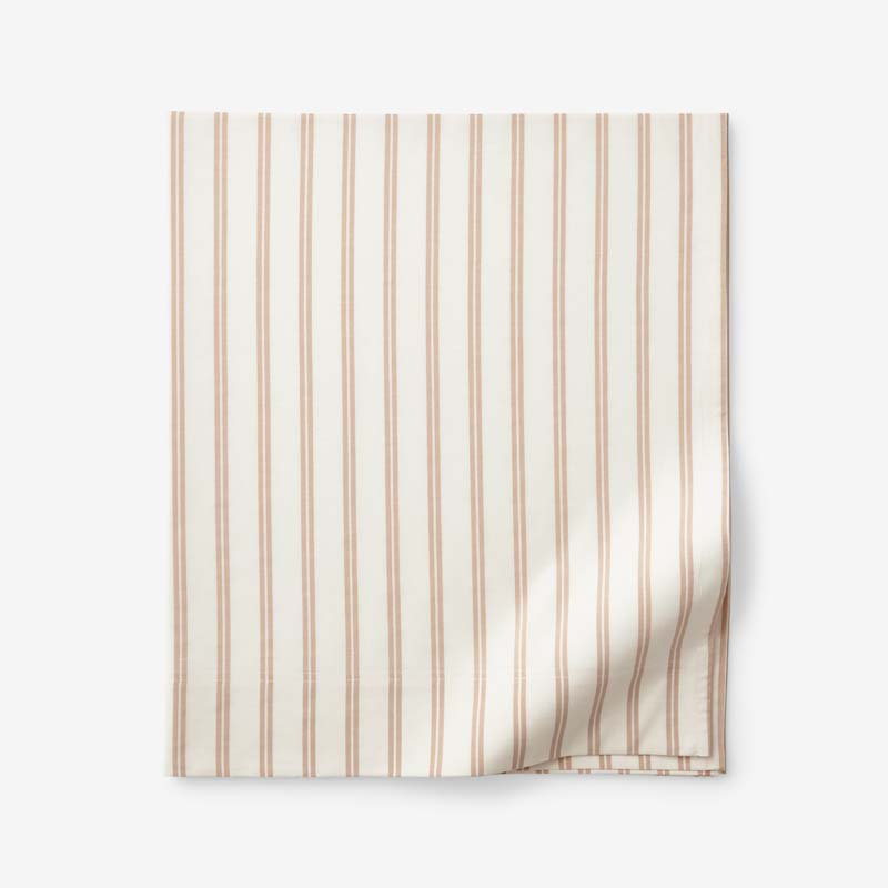 THE COMPANY STORE NARROW STRIPE CLASSIC COOL COTTON PERCALE FLAT BED SHEET