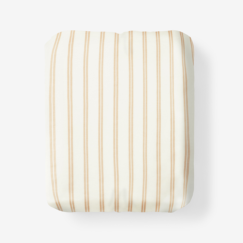 The Company Store Narrow Stripe Classic Cool Cotton Percale Fitted Bed Sheet In White/yellow