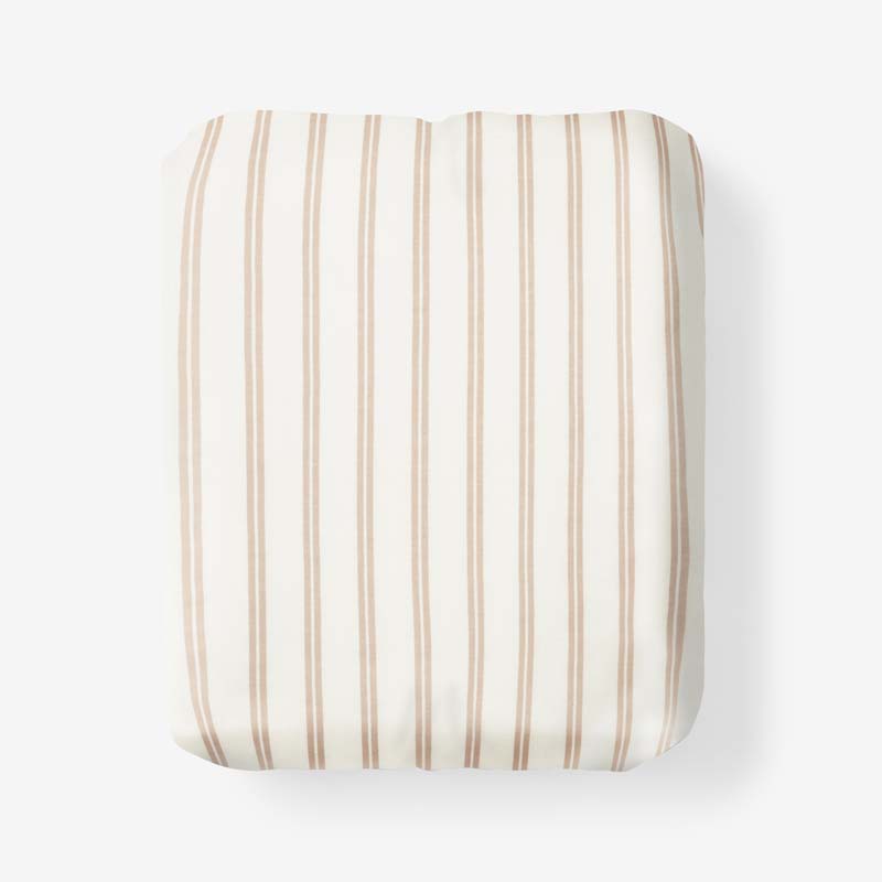 THE COMPANY STORE NARROW STRIPE CLASSIC COOL COTTON PERCALE FITTED BED SHEET 