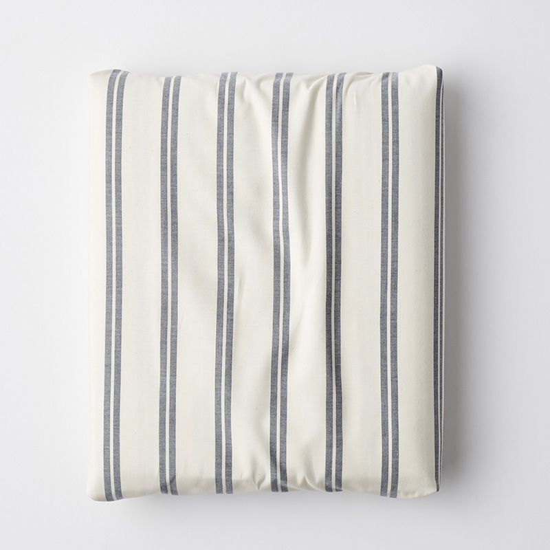 The Company Store Narrow Stripe Classic Cool Cotton Percale Fitted Bed Sheet In Blue