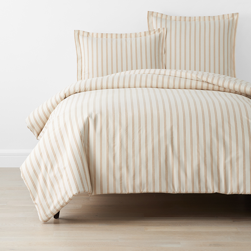 Narrow Stripe Classic Cool Cotton Percale Bed Duvet Cover