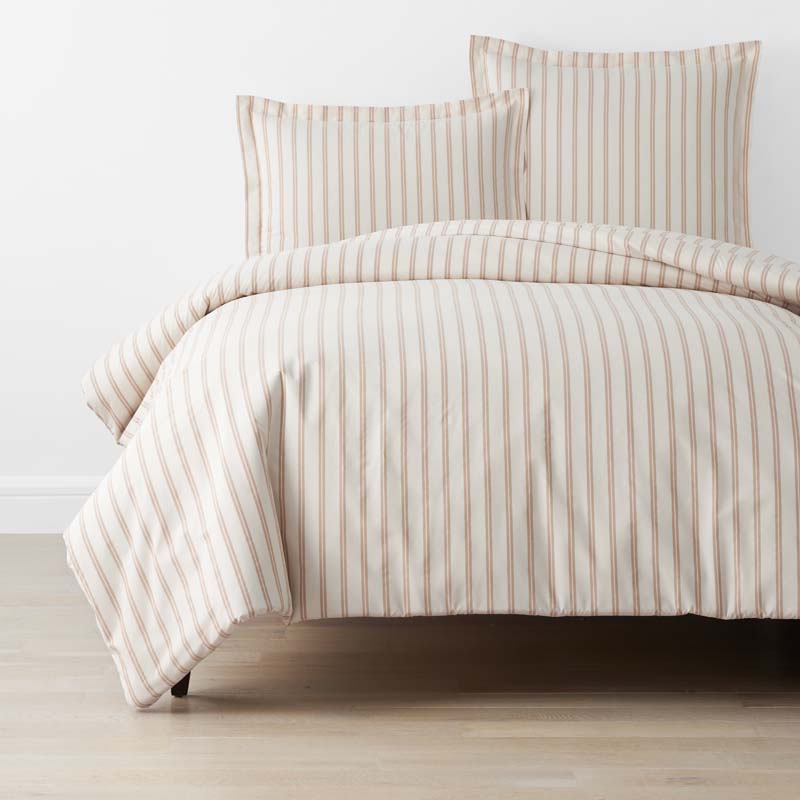 The Company Store Narrow Stripe Classic Cool Cotton Percale Bed Duvet Cover