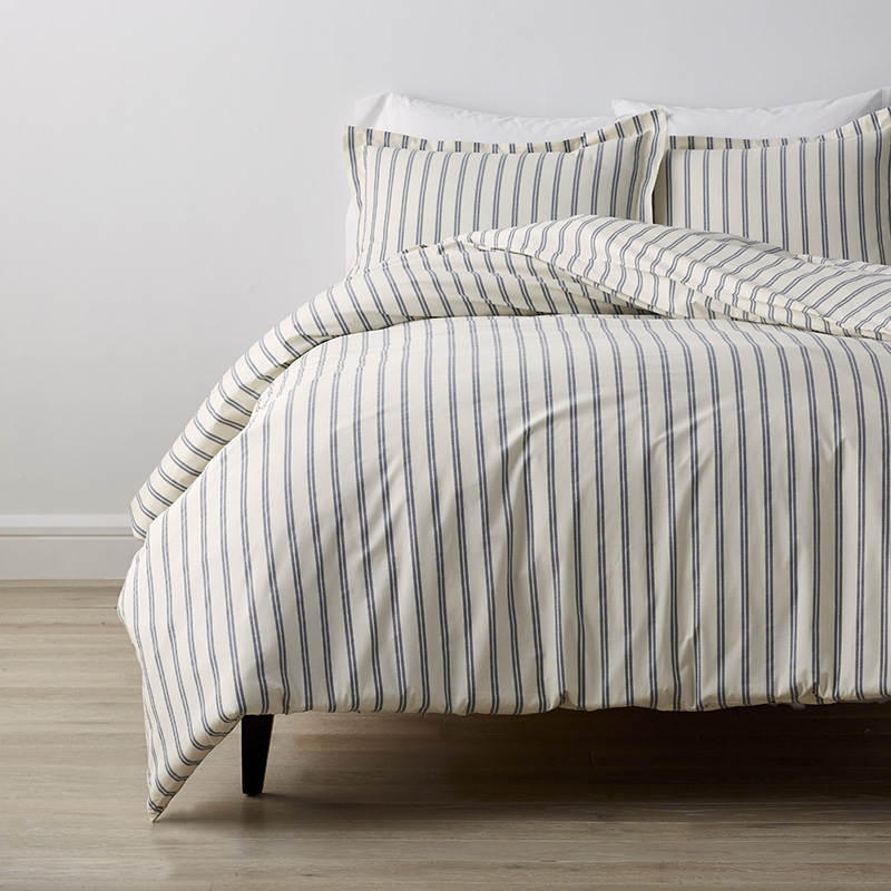 Ticking Stripe Yarn-Dyed Percale Duvet Cover | The Company Store