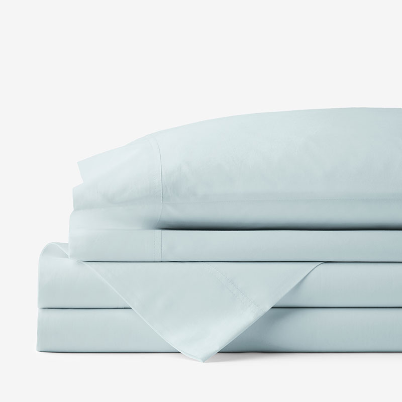 Classic Cool Cotton Percale Bed Sheet Set - Pale Blue, Twin XL