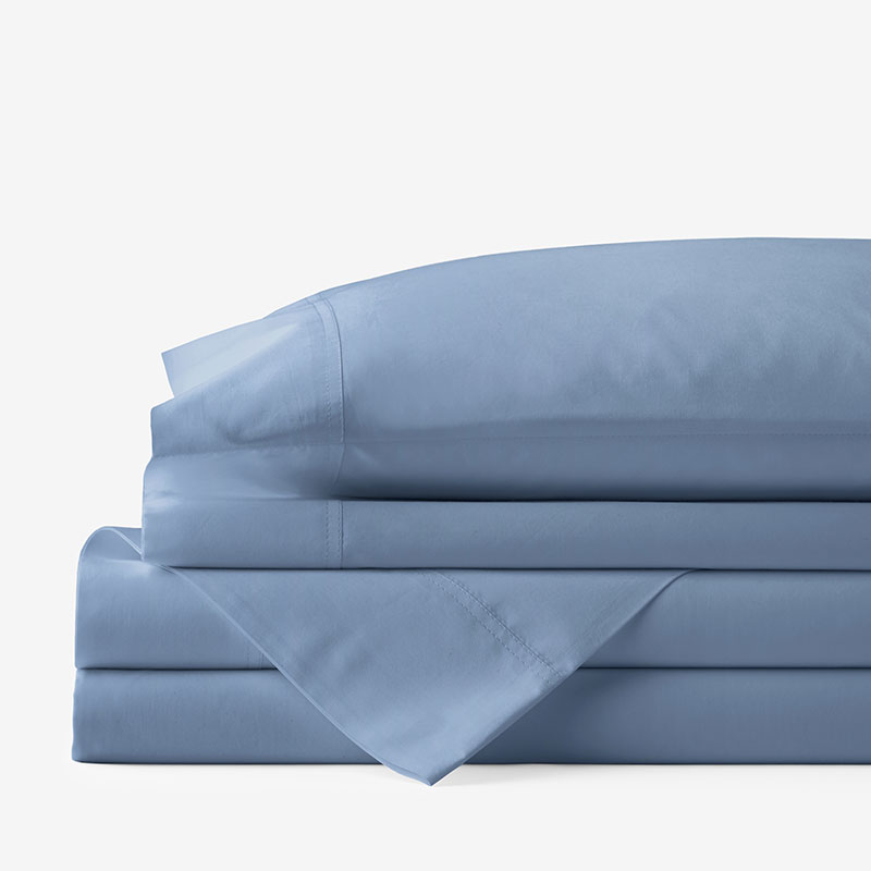 The Company Store Classic Cool Cotton Percale Bed Sheet Set In Slate Blue
