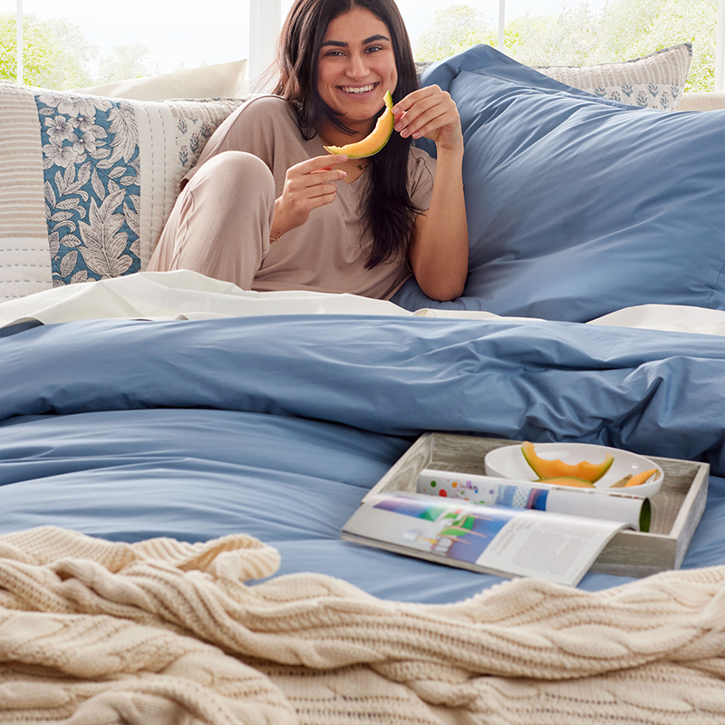 Classic Cool Cotton Percale Pillowcases - Slate Blue, King