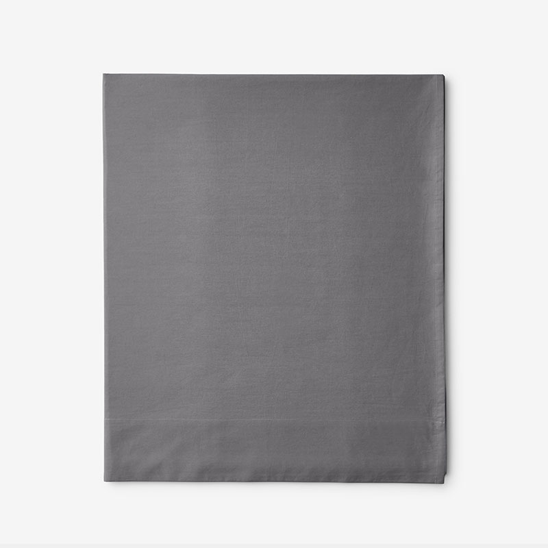 The Company Store Classic Cool Cotton Percale Flat Bed Sheet In Gray