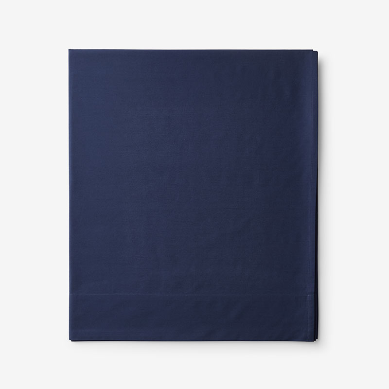 The Company Store Classic Cool Cotton Percale Flat Bed Sheet In Blue