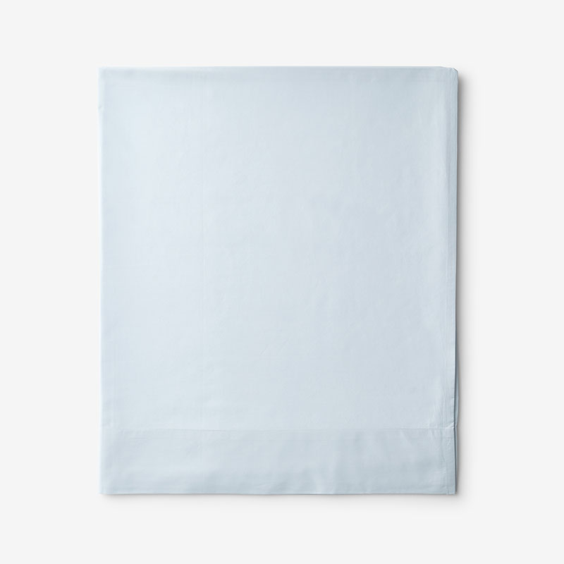 The Company Store Classic Cool Cotton Percale Flat Bed Sheet In Pale Blue