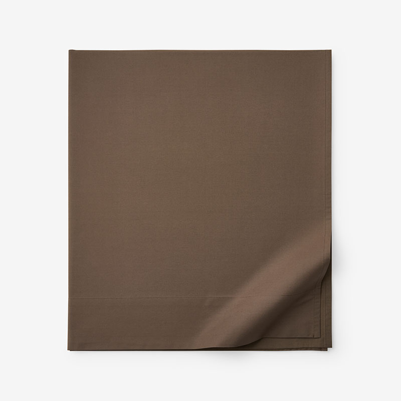 The Company Store Classic Cool Cotton Percale Deep Pocket Flat Bed Sheet In Brown