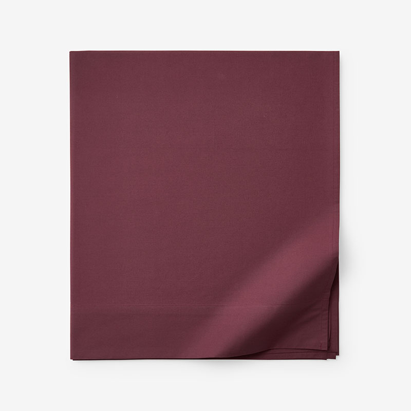 The Company Store Classic Cool Cotton Percale Deep Pocket Flat Bed Sheet In Purple/red