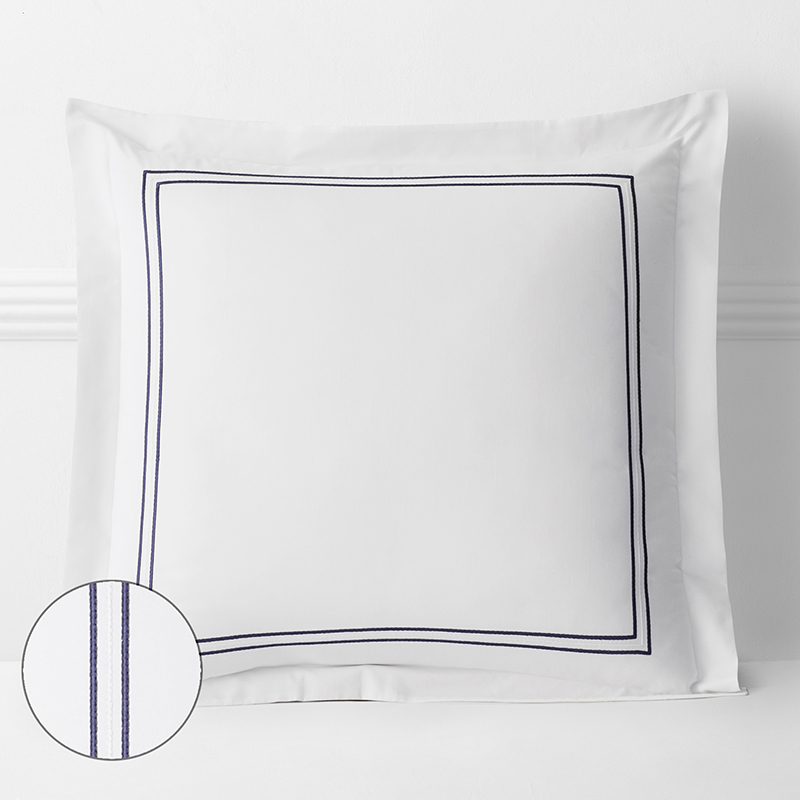 The Company Store Dorset Stripe Luxe Smooth Egyptian Cotton Sateen Sham In Blue/white