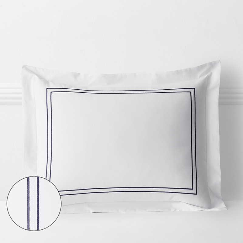 The Company Store Dorset Stripe Luxe Smooth Egyptian Cotton Sateen Sham In Blue/white
