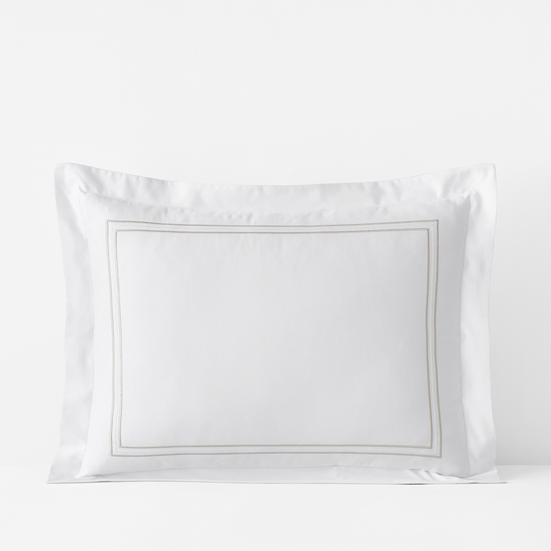 The Company Store Dorset Stripe Luxe Smooth Egyptian Cotton Sateen Sham In White