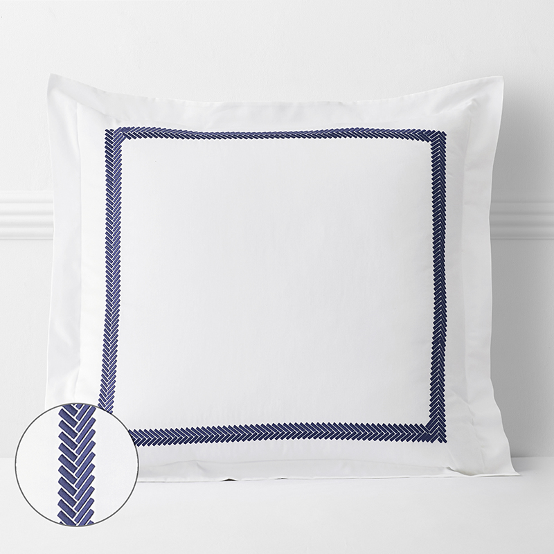 The Company Store Hewett Luxe Smooth Egyptian Cotton Sateen Sham In Blue/white