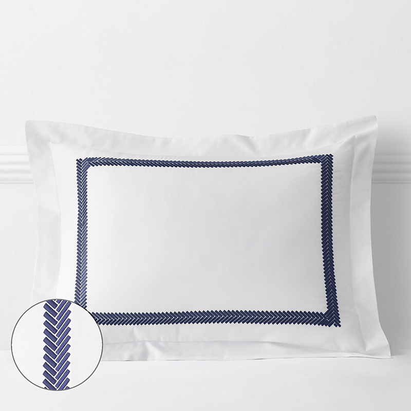 The Company Store Hewett Luxe Smooth Egyptian Cotton Sateen Sham In Blue/white