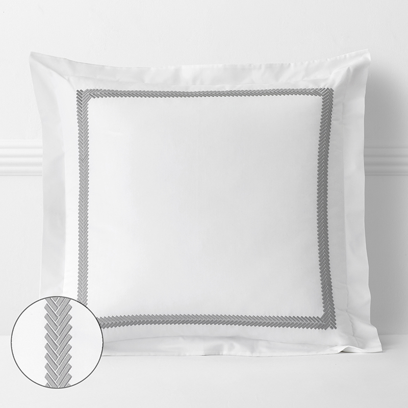 The Company Store Hewett Luxe Smooth Egyptian Cotton Sateen Sham In Gray/white