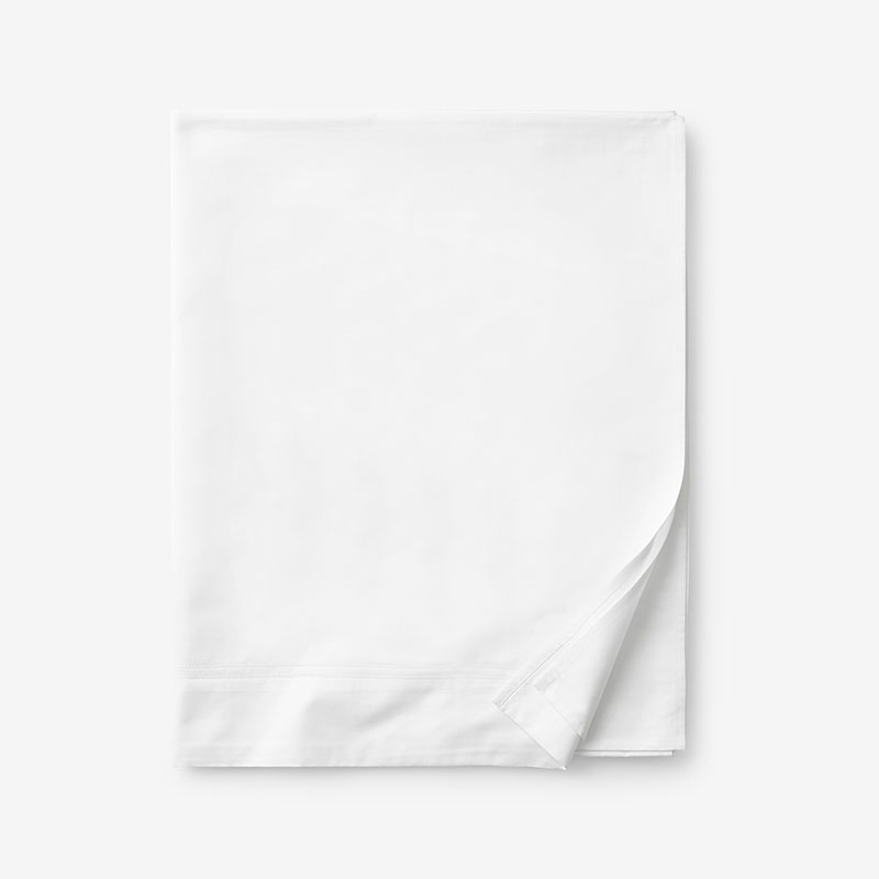The Company Store Luxe Smooth Egyptian Cotton Sateen Flat Bed Sheet In White
