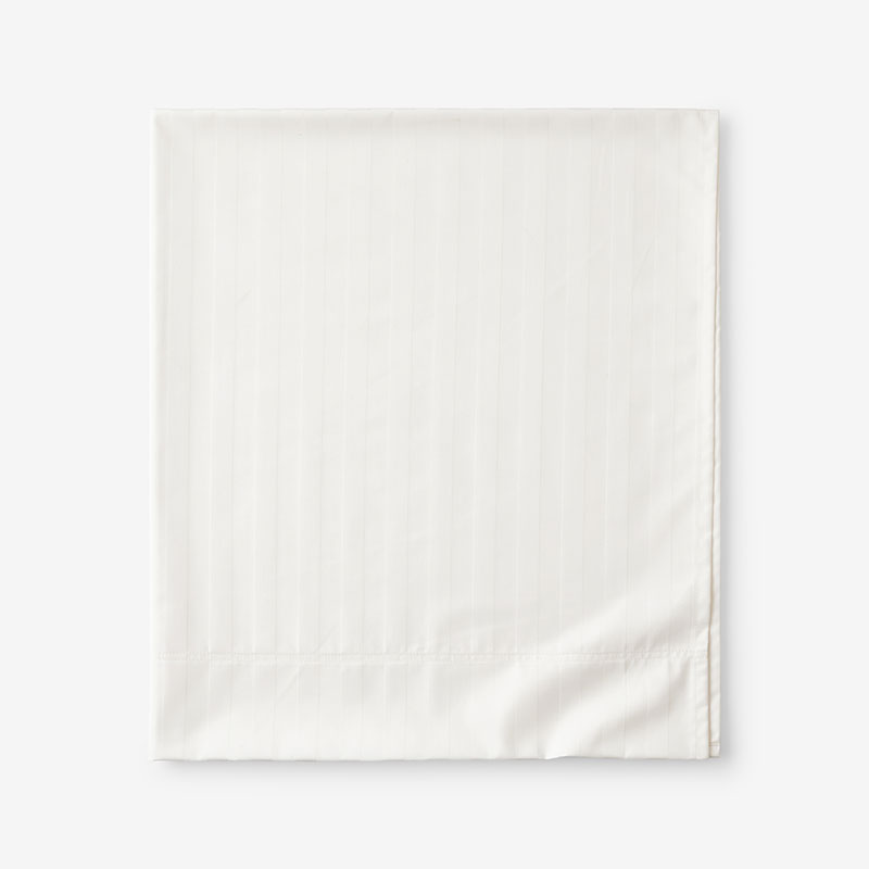 The Company Store Dobby Stripe Classic Smooth Wrinkle-free Sateen Flat Bed Sheet In Ivory