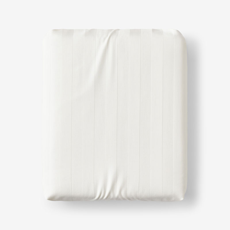 The Company Store Dobby Stripe Classic Smooth Wrinkle-free Sateen Fitted Bed Sheet In Ivory