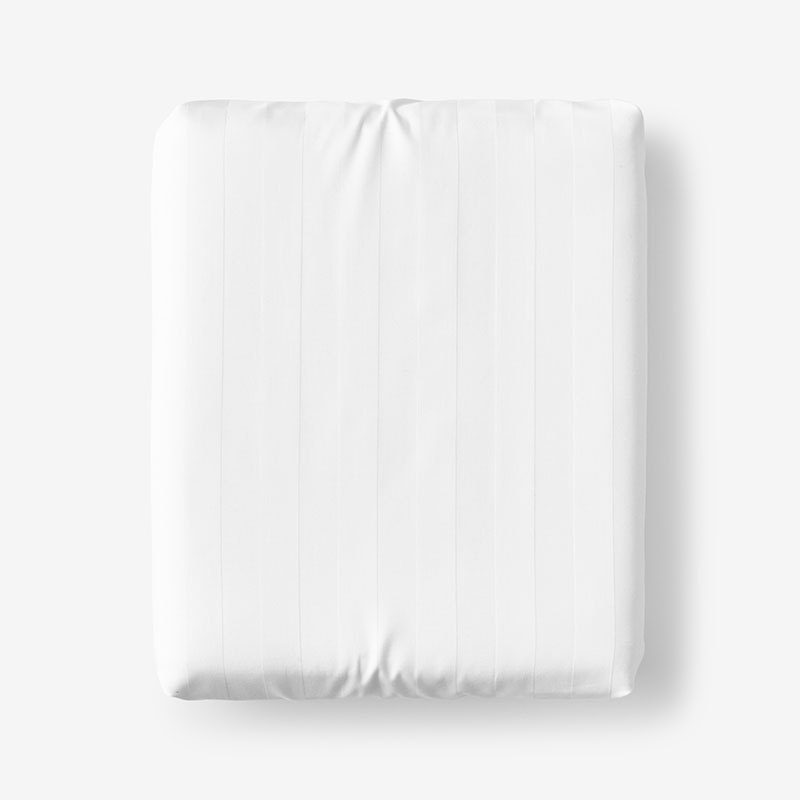 The Company Store Dobby Stripe Classic Smooth Wrinkle-free Sateen Fitted Bed Sheet In White