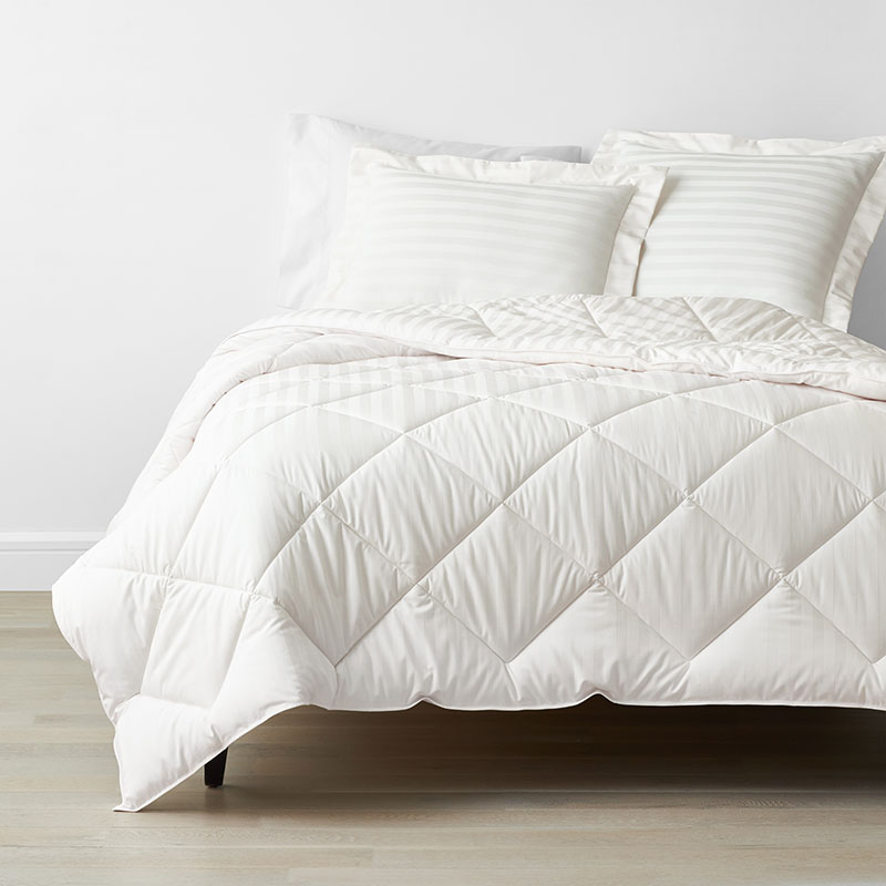 THE COMPANY STORE DOBBY STRIPE CLASSIC SMOOTH WRINKLE-FREE SATEEN COMFORTER
