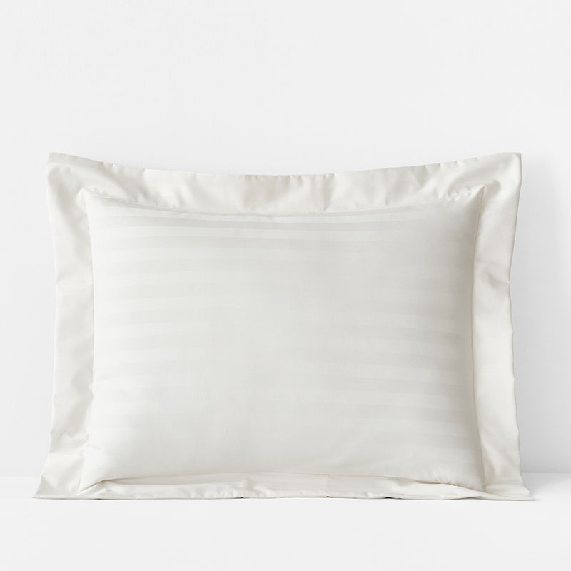 The Company Store Dobby Stripe Classic Smooth Wrinkle-free Sateen Sham In Ivory