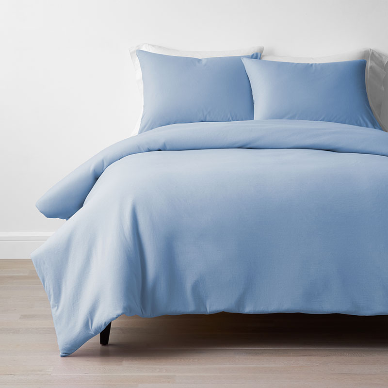 Classic Easy-Care Jersey Knit Waterproof Fitted Bed Sheet - Blue, Size Full, Cotton | The Company Store