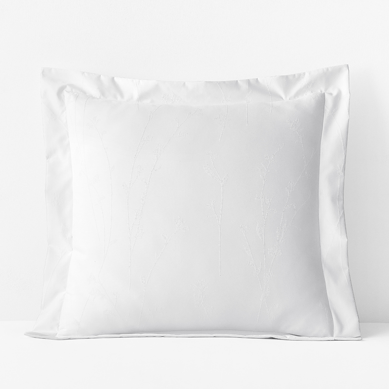 The Company Store Jacquard Floral Luxe Smooth Supima® Cotton Wrinkle-free Sateen Sham In White