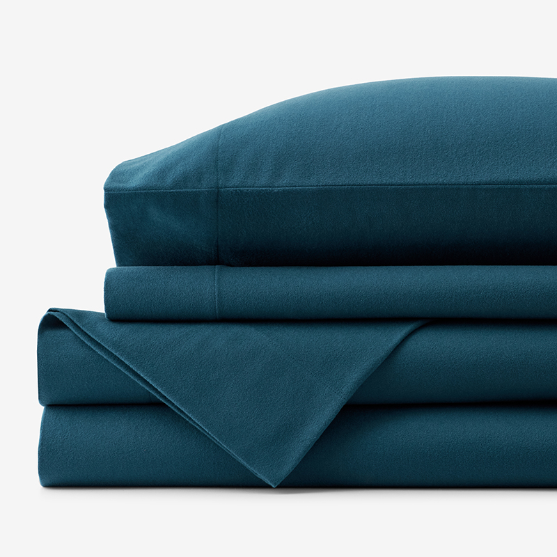 THE COMPANY STORE PREMIUM ULTRA-COZY COTTON VELVET COTTON FLANNEL BED SHEET SET 