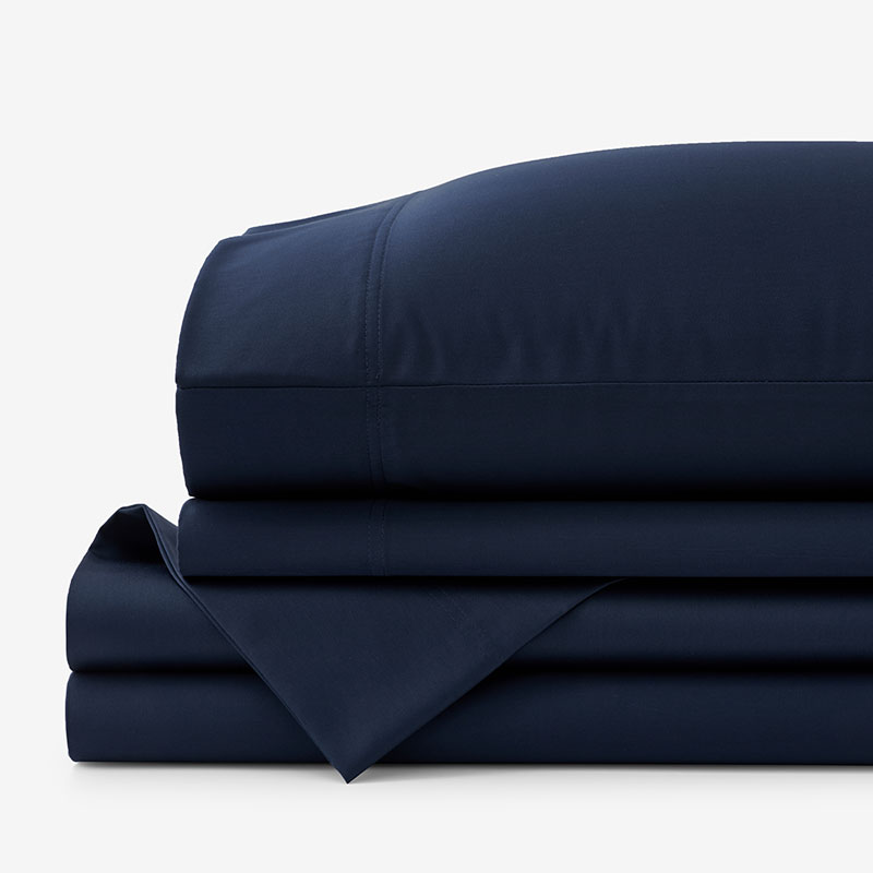 The Company Store Premium Smooth Supima® Cotton Wrinkle-free Sateen Bed Sheet Set In Blue